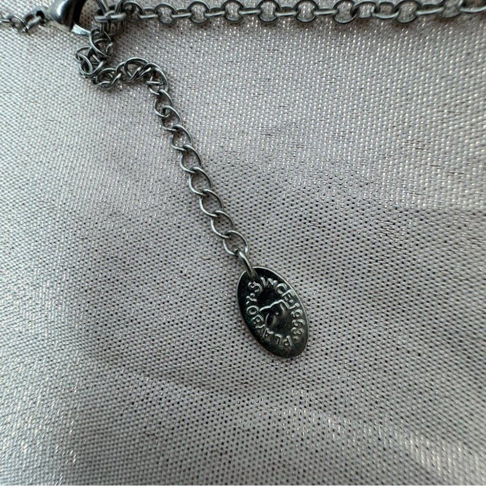 Playboy bunny necklace pink jewel diamonds silver chain link 1953 rabbit head - Picture 9 of 11